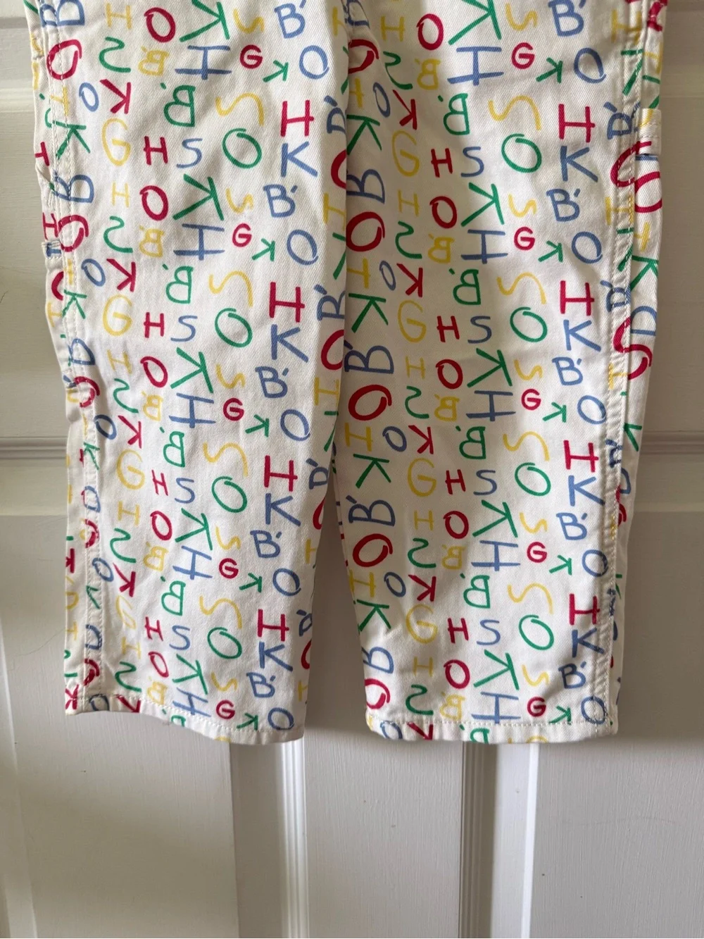 OshKosh B'gosh Cream Overalls with Multicolor Alphabet Print